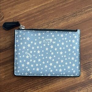 Coach Light Blue Star Pattern Card Holder